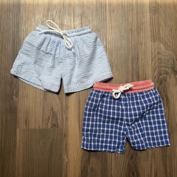Baby Boy 12 Months Swim Trunk‎ Bundle Boutique Summer Seersucker/Plaid Preppy - Picture 1 of 6